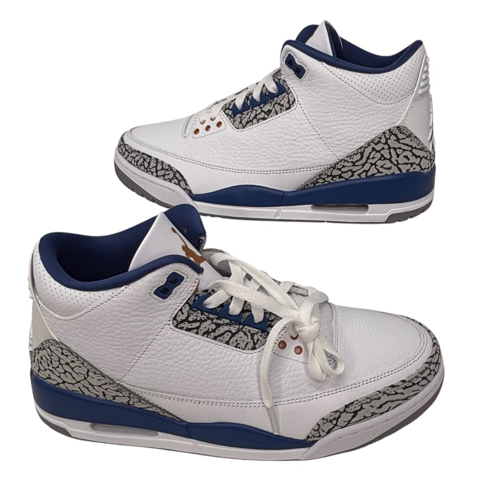 Air Jordan 3 Retro Wizards White True Blue Cement Grey Men 10 CT8532-148 NEW
